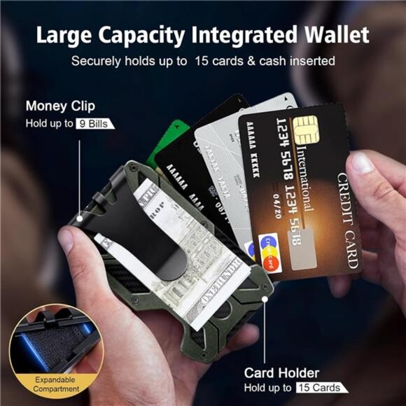 Mens Slim Wallet With Money Clip: Minimalist RFID Blocking Credit Card Holder - Picture 2 of 8